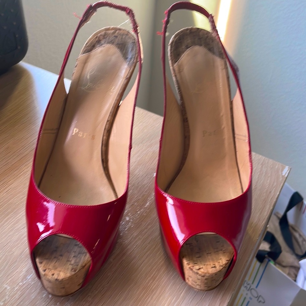 Christian Louboutin red sandal heels